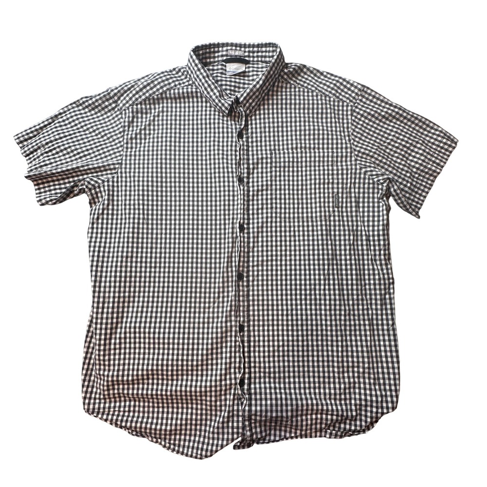 Columbia Shirt Mens XXL Black Gingham‎ AM9132 Short Sleeve Stretch Regular Fit